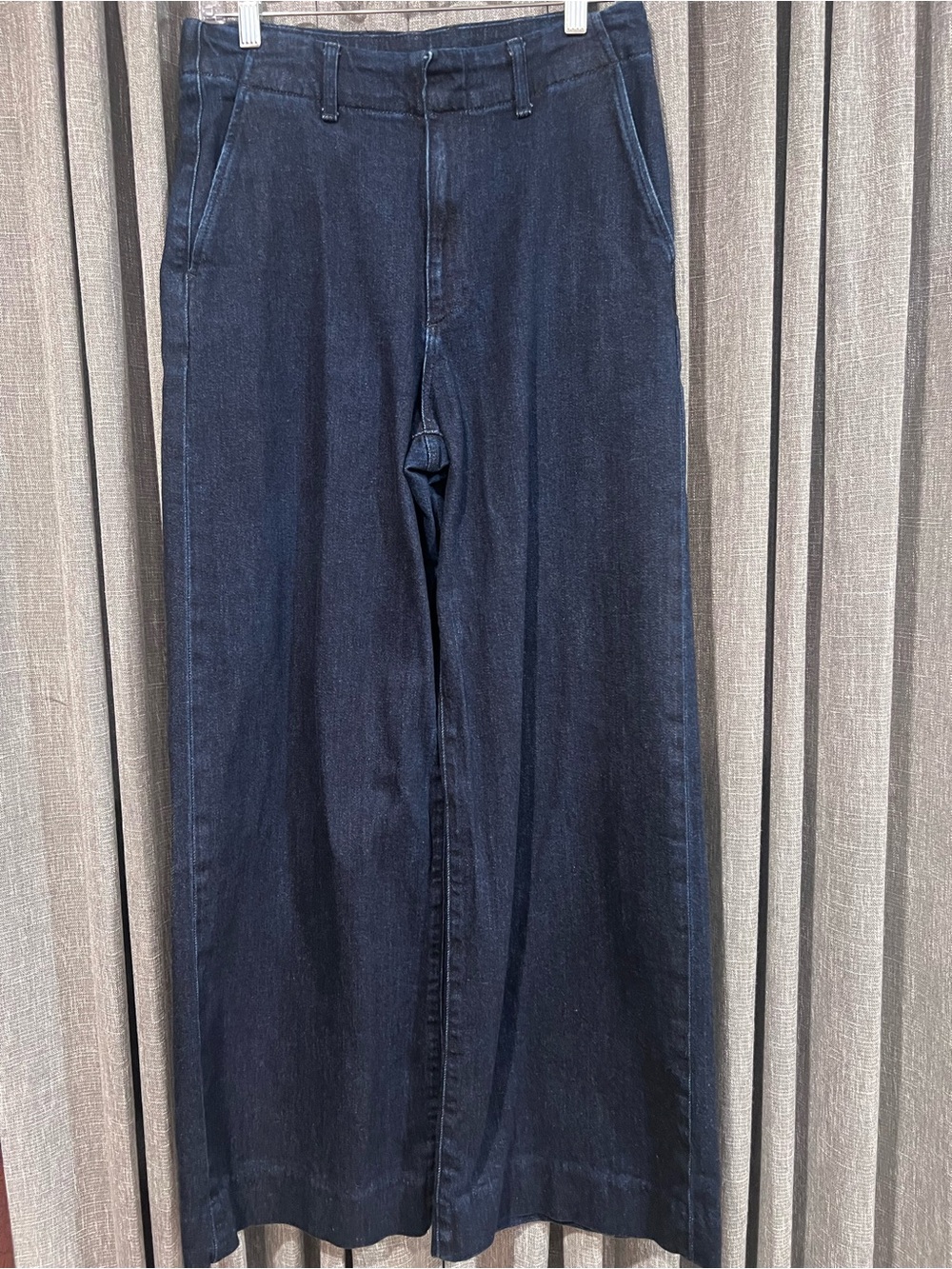 Uniqlo Women’s M Dark Indigo Wide Leg Denim Trouser Jeans High Rise size 28